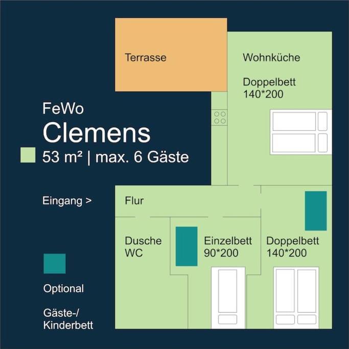 Fewo Clemens - Wohnkueche + 2 Schlafraeume + Bad + Terrasse Гамм Екстер'єр фото